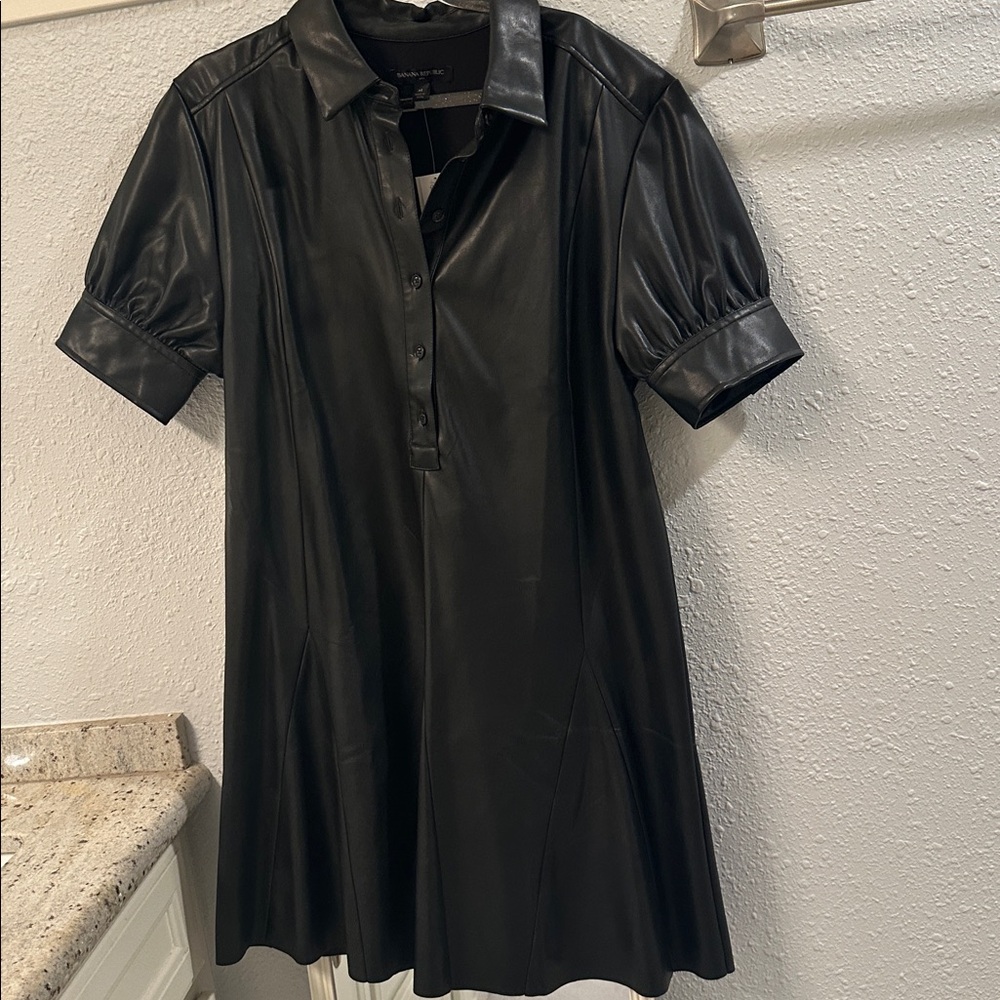 NWT Banana Republic Black Vegan Leather Dress size Medium/6
